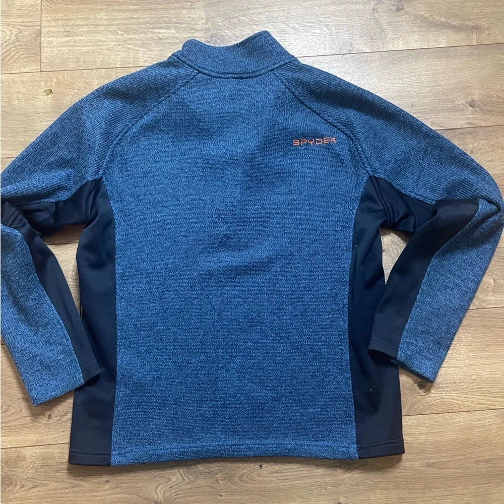 Spyder men's outbound core half zip fleece lined pullover sweater medium blue